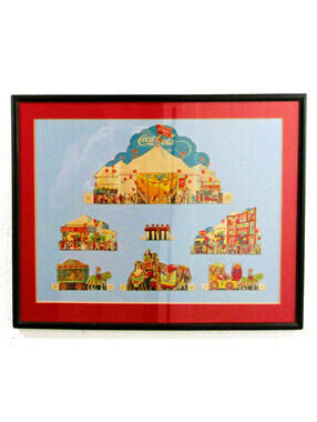 1927 Coca-Cola Die Cut Circus Display Framed behind Glass